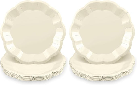 NatNarr 30pcs Ivory Paper Plates 7 In Small Cream Paper Plates Disposable Beige by NatNarr