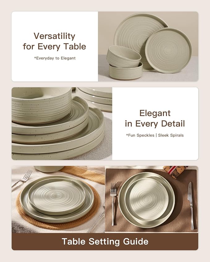 Dinnerware Set for 4, Ceramic Plates & Bowls - Image 4