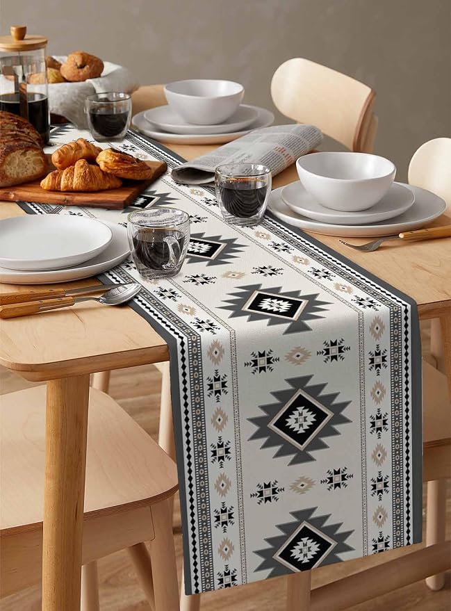 Boho Table Runners 36 Inches Long, Abstract Southwestern Kitchen Dining Tables - Image 3