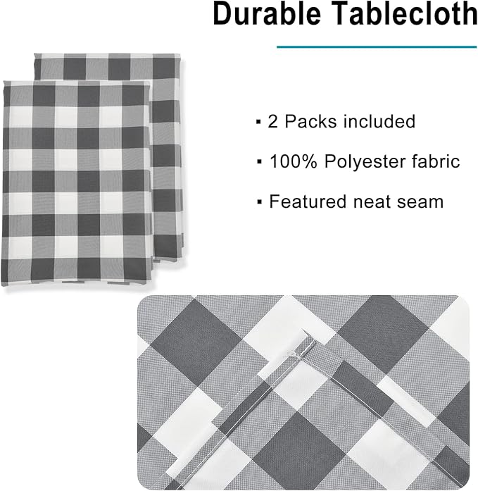Buffalo Plaid Tablecloth, 2 Pack, 54 x 108 inch, Stain and Wrinkle Resistant - Image 3