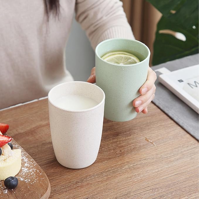 Wheat Straw Cups Set of 4, Reusable Cups Drinking Cup | 12 Oz Cup - Image 7
