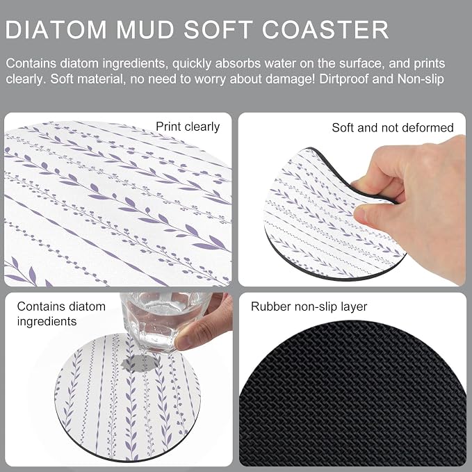 Modern Minimalist Coasters Set of 6, Absorbent Coasters - Image 9