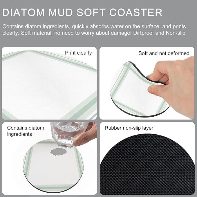 Simple Lines Coasters Set of 6, Absorbent Coasters - Image 9