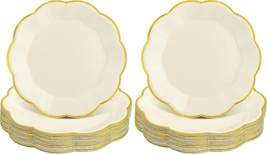 NatNarr 30 Pcs Cream Paper Plates, 7 Inch Ivory New Years Plates by NatNarr