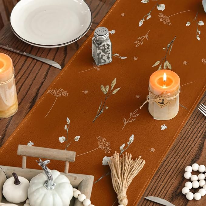 Artoid Mode 210 GSM Fall Table Runner 13x48 Inch Home Party Decor | Orange - Image 4
