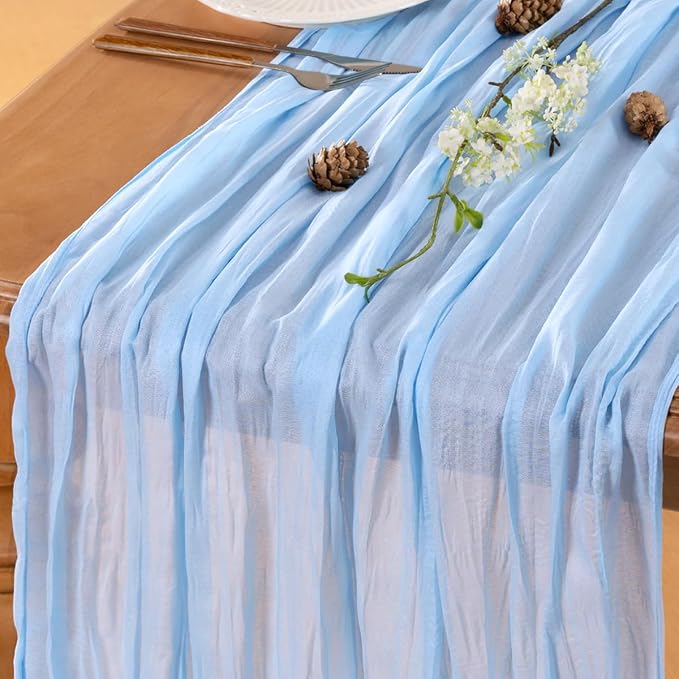 Baby Blue Cheesecloth Table Runner 160 Inches 10 Pack Gauze Table Runner | - Image 5