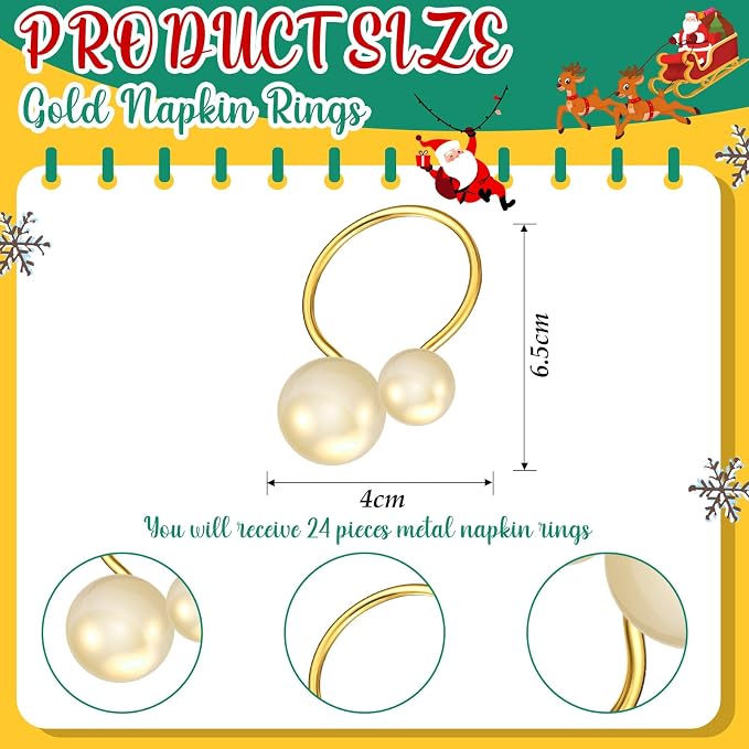 Sliner 48 Pcs Pearl Napkin Rings - Image 2