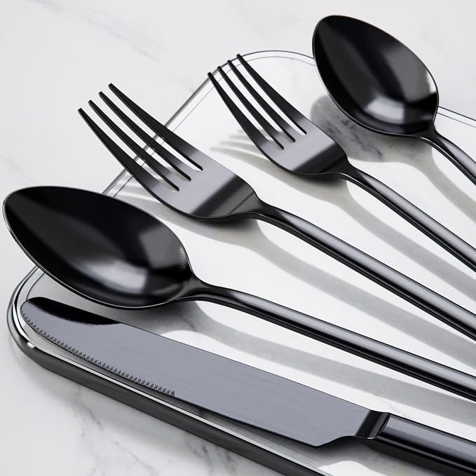Black Silverware Set, 20-Piece Flatware Set - Image 6