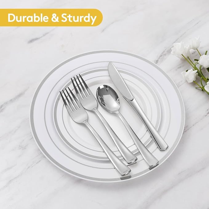 420Pieces silver Disposable Plates - Image 5
