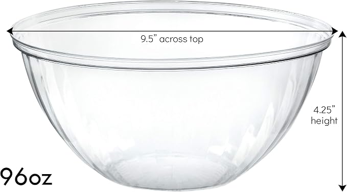 Reusable 96 Ounce Round Crystal Clear Plastic Pack of 8 Sets - Image 2