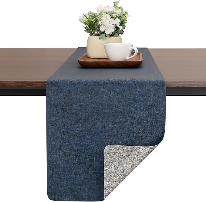 Table Runners 55 Inch Long, Dual-Sided Faux Leather Table Runner | Waterproof by Chitomars