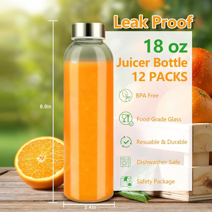 Zukro 18 oz Glass Water Bottles - Image 2
