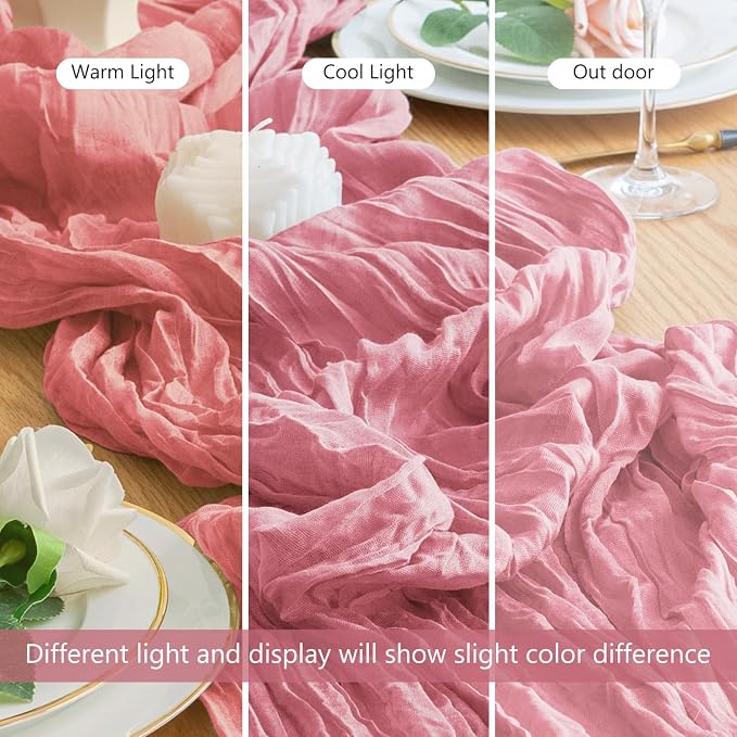 Cheesecloth Table Runner Dusty Rose 10FT Boho Gauze, 2 Pack | 120 Inch Cheese - Image 8