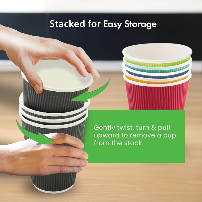 Restaurantware 16 Ounce Ripple Wall Disposable Coffee Cups, 500 Insulated Gray - Image 9