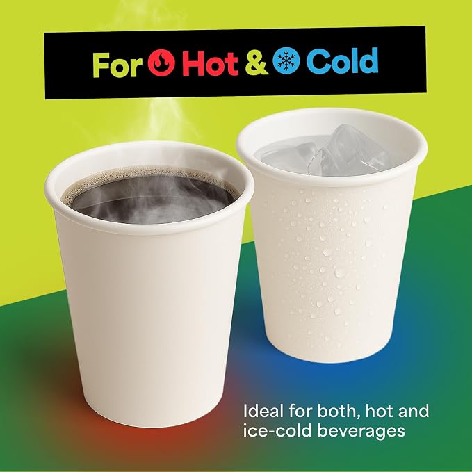 EconoHome 12 oz 100 Pack Disposable Coffee Paper Cups - Image 4