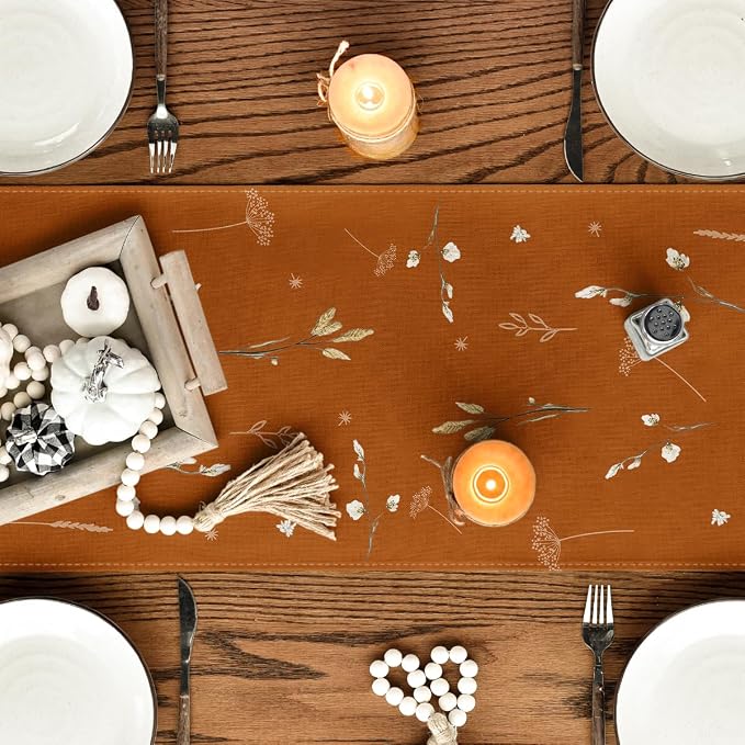 Artoid Mode 210 GSM Fall Table Runner 13x48 Inch Home Party Decor | Orange - Image 7