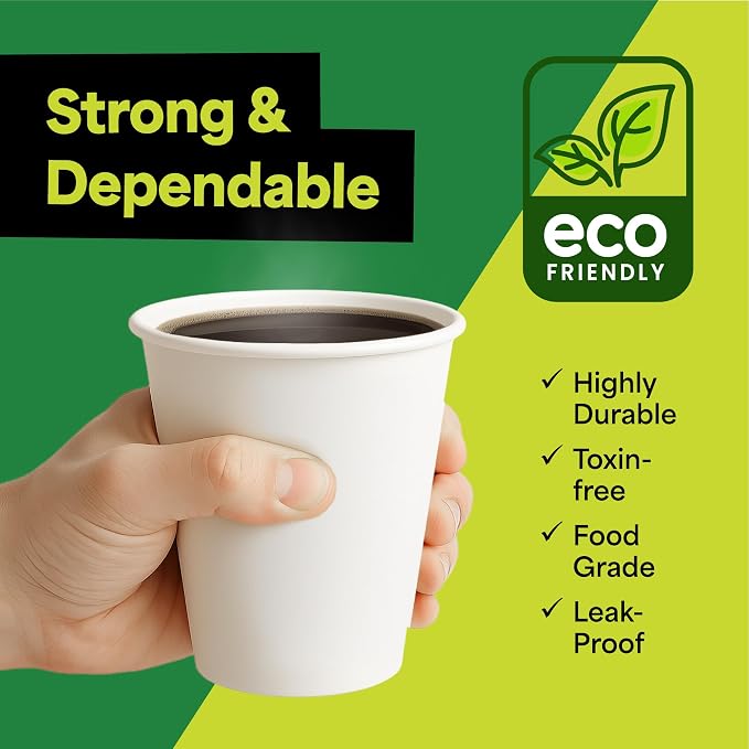 EconoHome 12 oz 100 Pack Disposable Coffee Paper Cups - Image 6