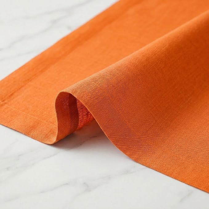 Solino Home 100% Pure Linen Dining Table Runner Orange, Fete 14 x 36 in | Table - Image 5