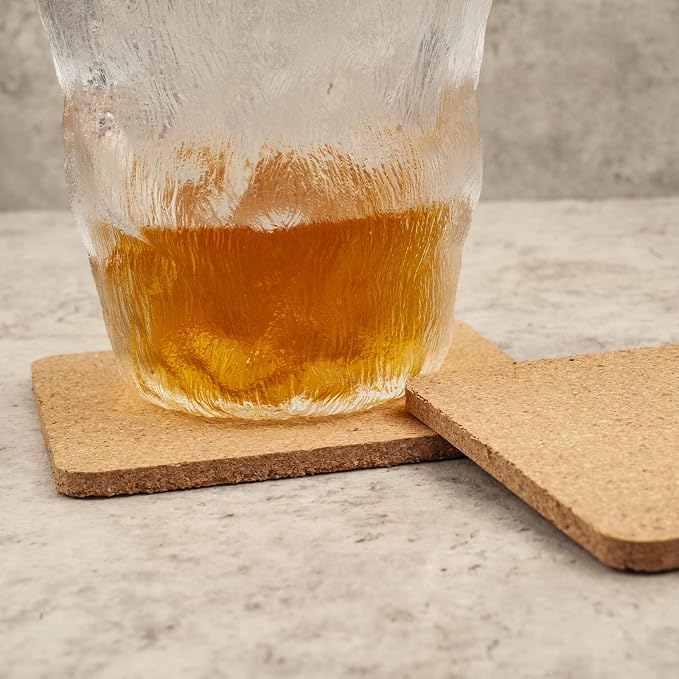 8PCS Cork Coasters for Drinks Absorbent Coaster 3.9 inch Square Simple Style - Image 6