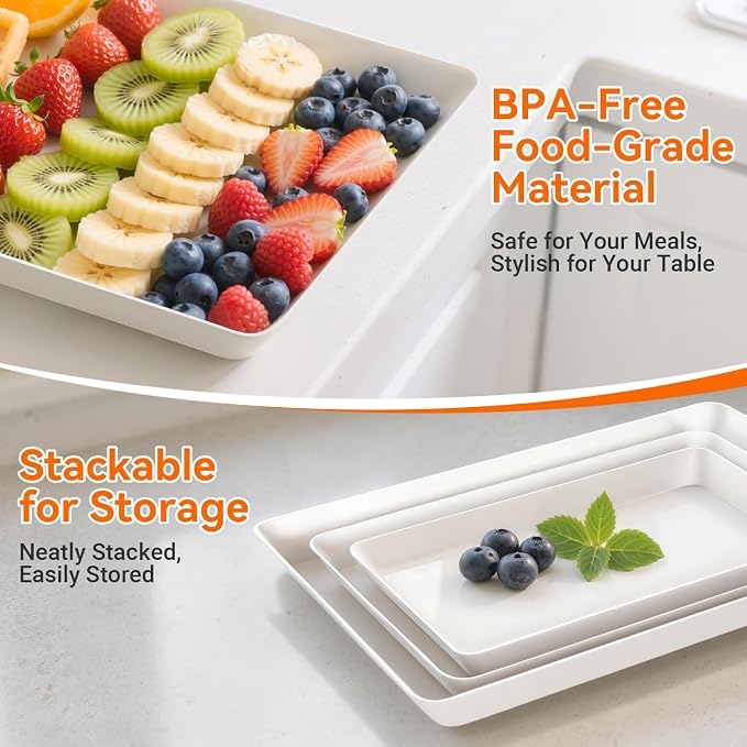 3-Pack Serving Tray in 3 Sizes, Serving Platter, Trays - Image 3