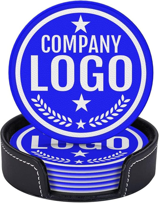 Custom Leather Coasters with Logo by Handmade