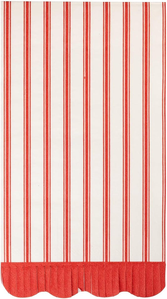 Red Striped Christmas Dinner Napkins, 4.25" x 7.75" Festive Holiday Table Décor by MyMindsEye