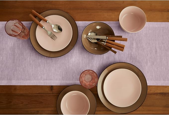 Solino Home 100% Pure Linen Table Runner Lavender Woven, Athena 14 x 60 in | - Image 4