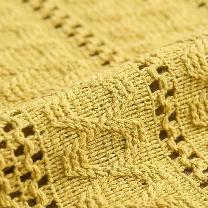 Artoid Mode Yellow Woven Farmhouse Hollow Table Runner 12x120 Inch | Holiday - Image 6
