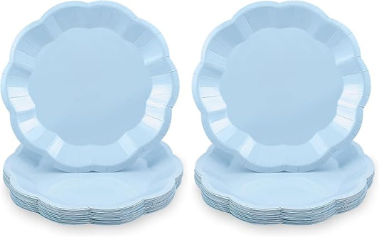 NatNarr 30 pcs Light Blue Plates 7 inch Scalloped Blue Dessert Cake Plates Cute by NatNarr