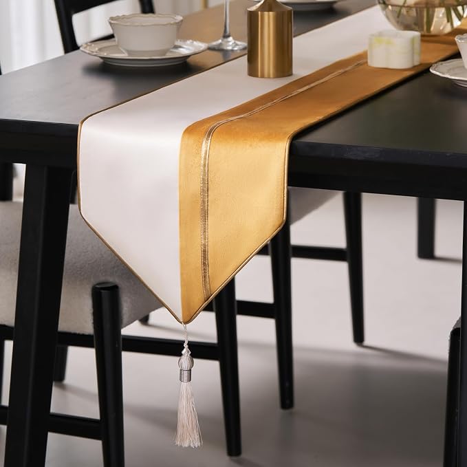 Avigers Table Runner 12 x 78 Inch, Tassels | Faux Silk double-layer accent by Avigers