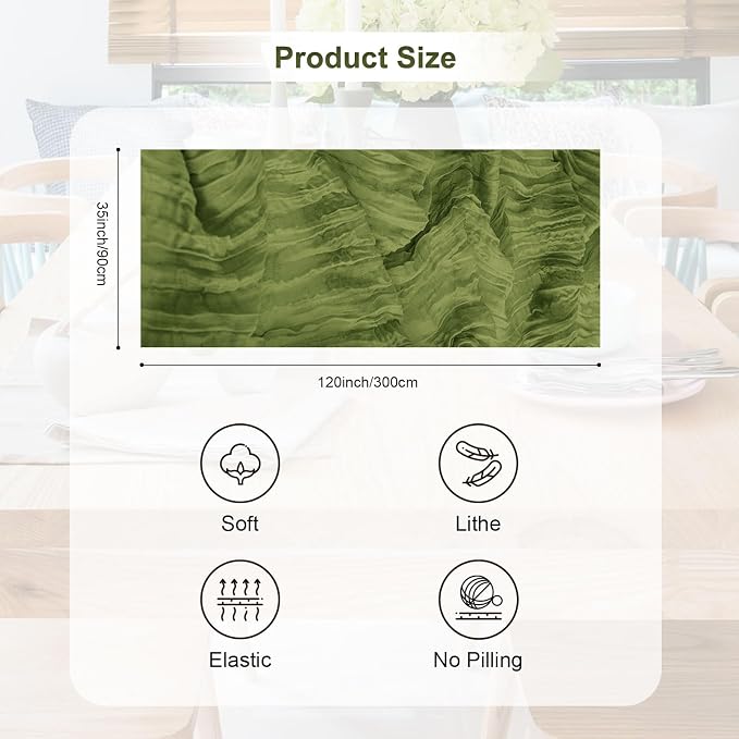 12 Pack Olive Green Cheesecloth Table Runner 35x120 Inch 10Ft Rustic Gauze - Image 4