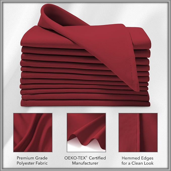Lann's Linens Set of 144 Cloth Dinner Napkins, 20-inch Polyester Napkins - Image 3