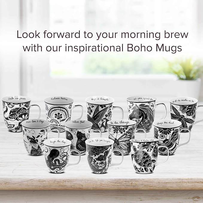 Karma Gifts 14 oz Black and White Boho Mug Octopus - Image 7