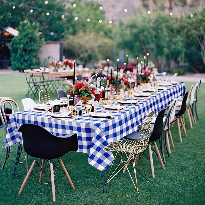 Checkered Tablecloth 2 Pack, 54 x 80 inch, Royal Blue and White | Waterproof - Image 2
