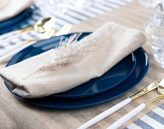 Dark Blue Plastic Party Plates Edge Collection Premium heavyweight Elegant - Image 7