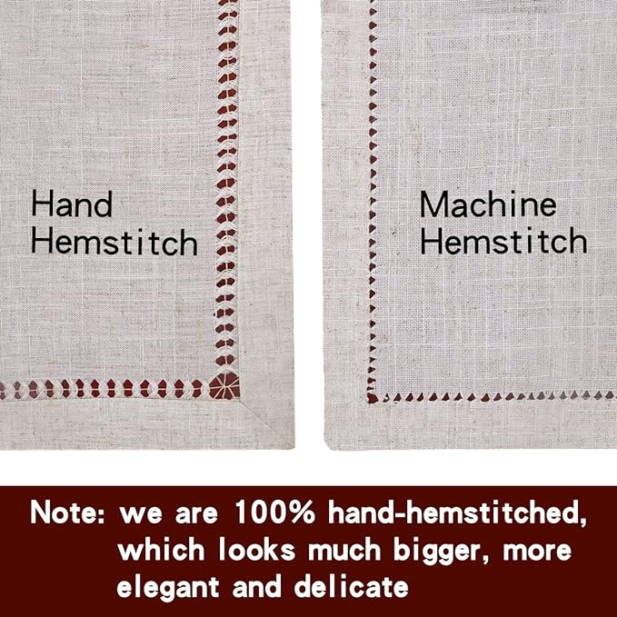 Grelucgo Handmade Hemstitched Polyester Rectangle Table Runners and Dresser - Image 6