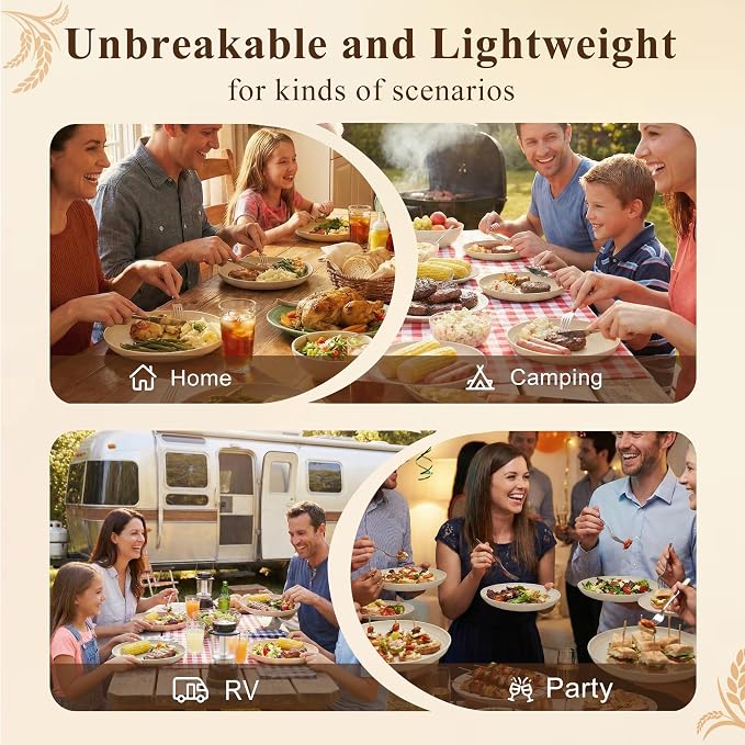 Large Dinner Plates Set for 8, Wheat Straw Plate 11 Inch, Unbreakable & - Image 7