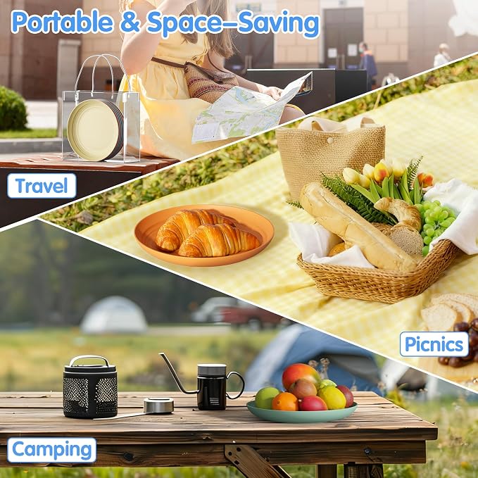 Quatish 16 PCS Unbreakable Reusable Plastic Plates, 8 inch Dishwasher & - Image 9