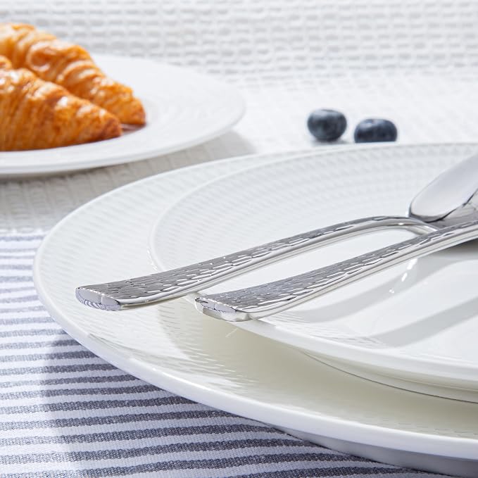 Silverware Set for 12, 60 Piece Flatware Set, 18/10 Stainless Steel | Hammered - Image 7