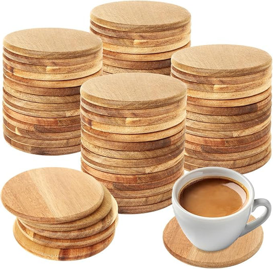 LANIAKEA 50PCS Unfinished Square Wood Coasters 4 Inch Wooden Coasters by Unknown