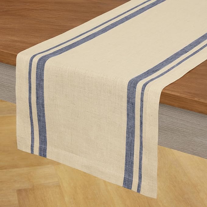 Solino Home 100% Linen Table Runner, 14 x 36 in, mitered corners | Pure Linen | - Image 2