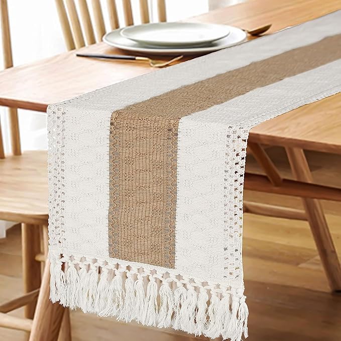 Boho Table Runner for Fall Home Decor 12x90 Rustic - Image 5