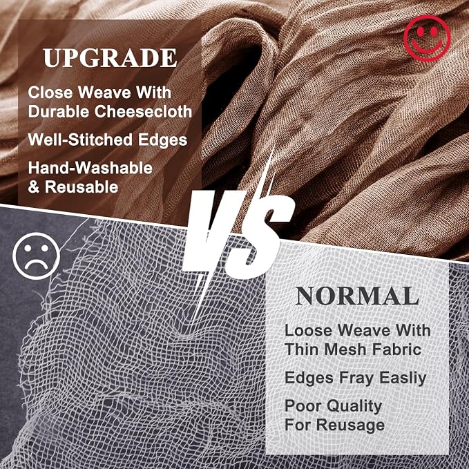 Cheesecloth Table Runner Brown 10FT Boho Gauze Runner, 6 Pack | 120 Inch Cheese - Image 4