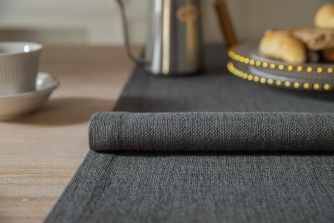 Burlap Style Farmhouse Table Runner, 14x36 Inches Graphite Grey | Thick Durable - Image 5