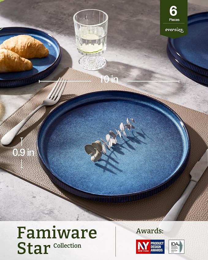 famiware Star Dinner Plates for 6, 10 inches Plate Set, Scratch Resistant - Image 3