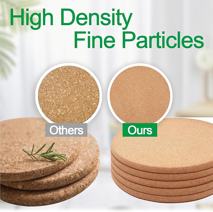 Cork Trivet, 6 Pack High Density Thick Corks Coasters Set - Image 4