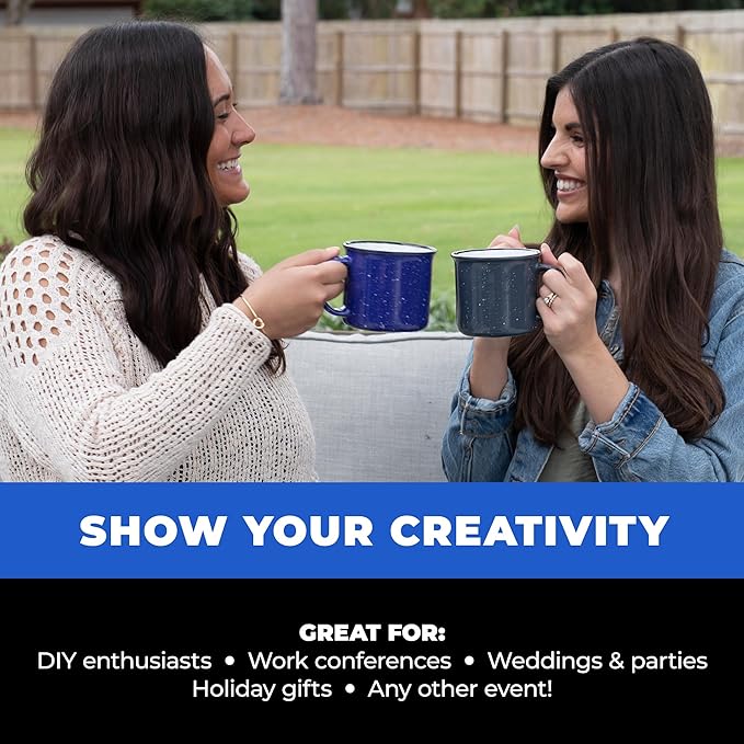 Set of 8 Ceramic Campfire Mugs – 15 Oz, Royal Blue – Coffee & Tea Cups - Image 4