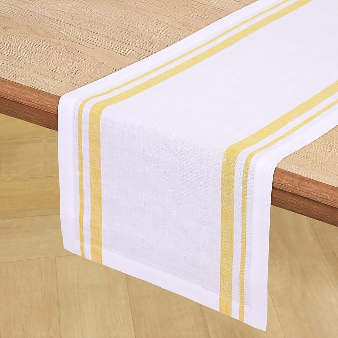 Solino Home 100% Linen Table Runner, 14 x 132 in, mitered corners | Pure Linen - Image 2