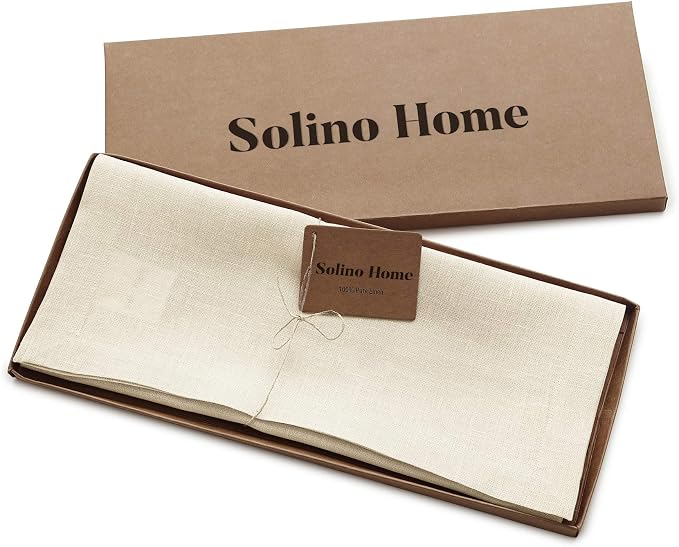 Solino Home 100% Linen Dining Table Runner Ivory Woven, Fete 14 x 72 in | Table - Image 6
