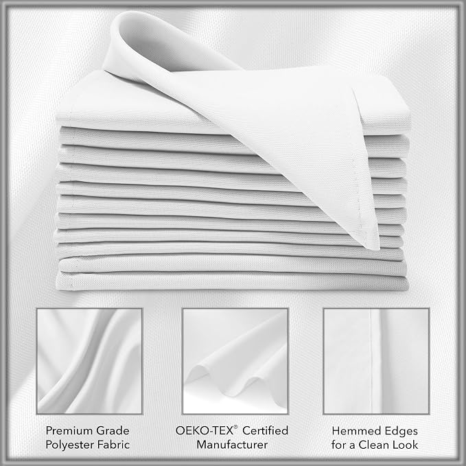 Lann's Linens Set of 12 Cloth Dinner Napkins, 17-inch Polyester Napkins - Image 3